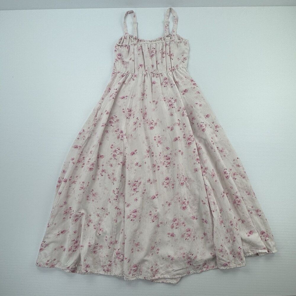 Sim & Sam Floral Linen Blend Maxi Dress Womens M Pink Cottagecore Prairie - Picture 4 of 9